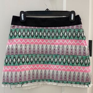 Milly mini skirt - embroidered with raw hem